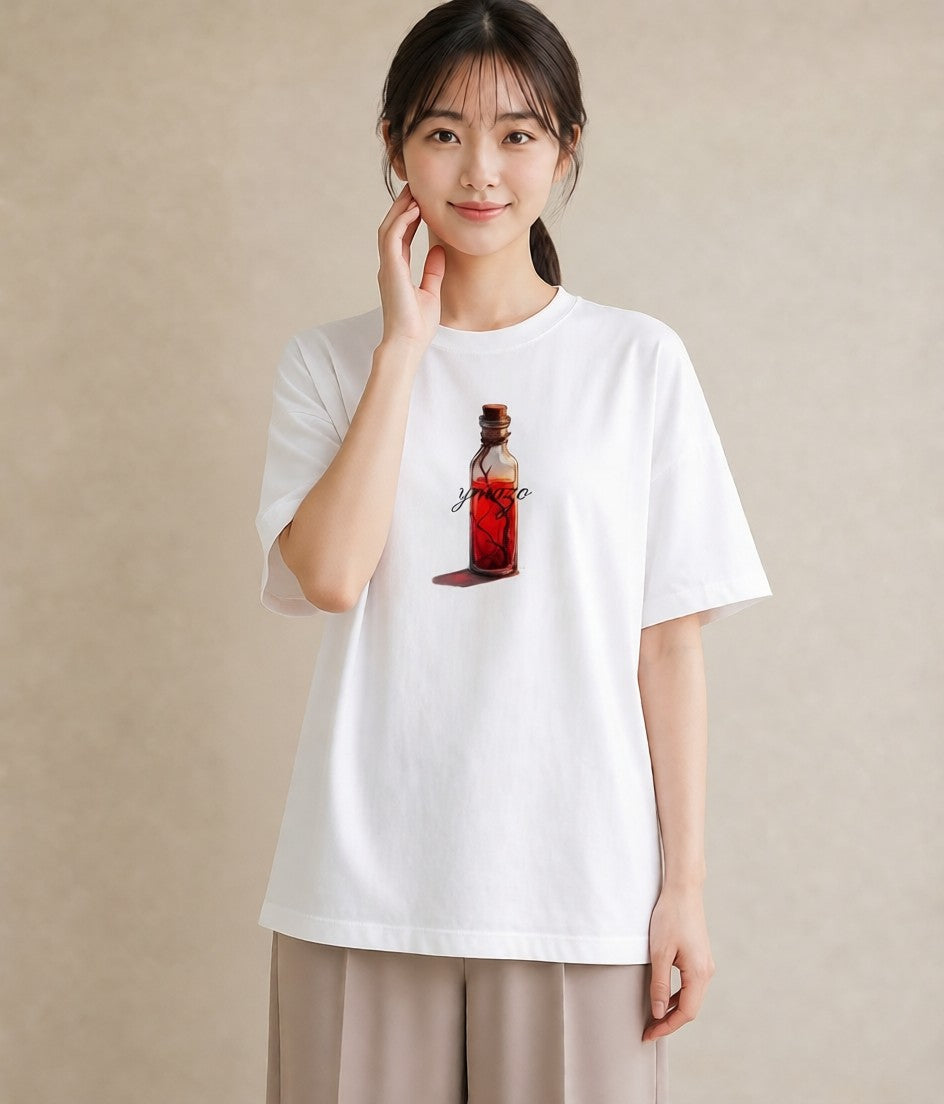 デザインTシャツ レディース ガラス瓶 小枝 ボタニカル ナチュラル アンティーク イラスト ポップ クリスマス 旅行 白T