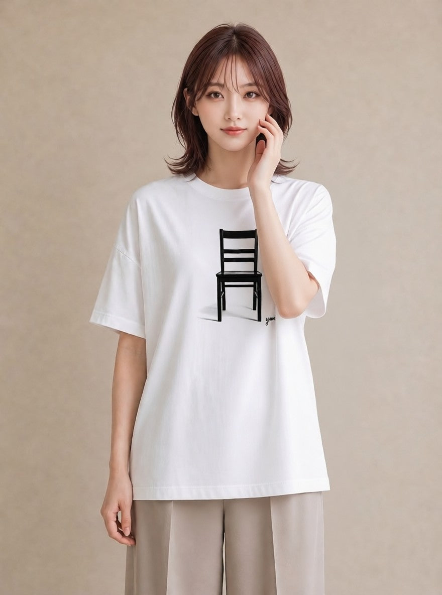 Tシャツ レディース 窓辺の椅子 窓辺 椅子 ナチュラル アンティーク イラスト ラフ ホワイトデー 春服 白T