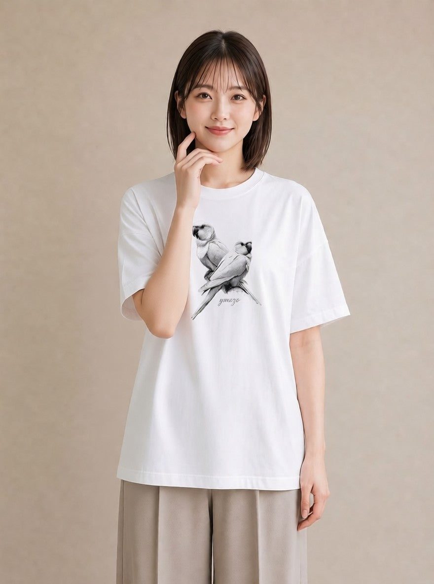 Tシャツ レディース オカメインコ ペット 動物 イラスト きれいめ ギフト 母の日 白T