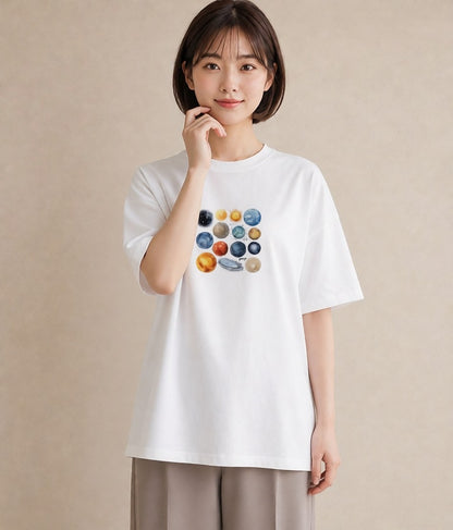 プリントTシャツ レディース 獅子座 星空 宇宙 イラスト ラフカジュアル 散歩 お出かけ 白T