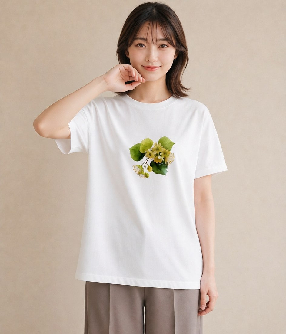 グラフィックTシャツ レディース クローバー 四つ葉 花 花柄 イラスト 韓国風 お揃い 親子 白T
