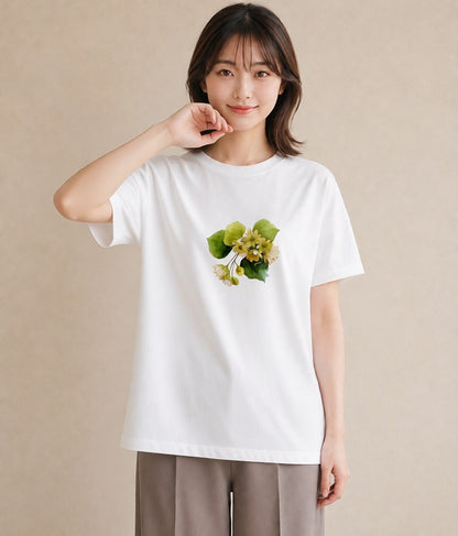 グラフィックTシャツ レディース クローバー 四つ葉 花 花柄 イラスト 韓国風 お揃い 親子 白T