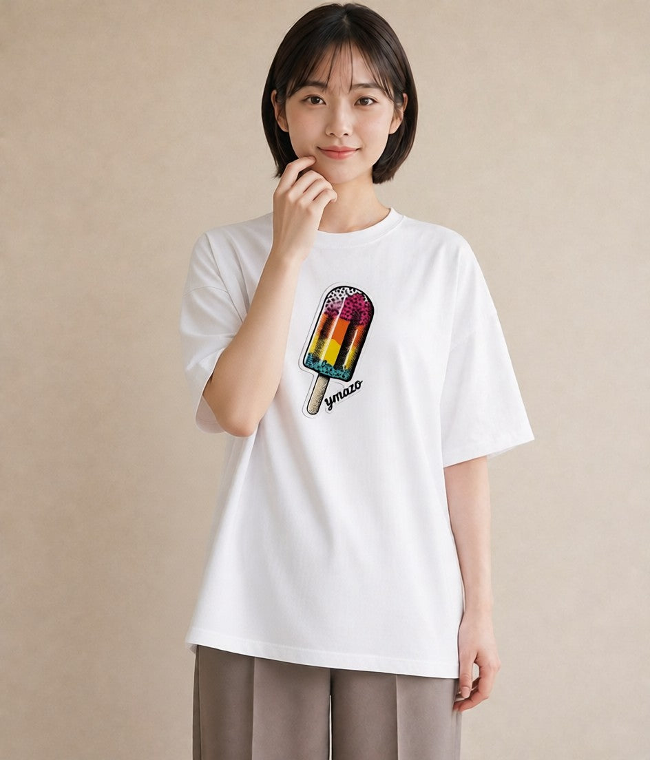 グラフィックTシャツ レディース アイス 食べ物 フード イラスト フェミニン 敬老の日 ホワイトデー 白T