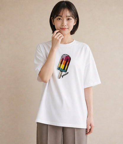 グラフィックTシャツ レディース アイス 食べ物 フード イラスト フェミニン 敬老の日 ホワイトデー 白T