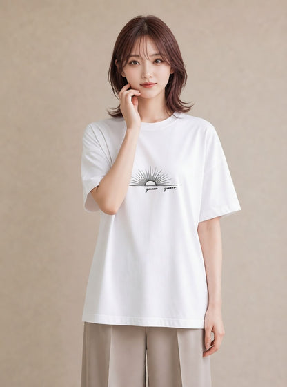 Tシャツ レディース 海 リゾート 夏 イラスト レトロ 週末コーデ 敬老の日 白T