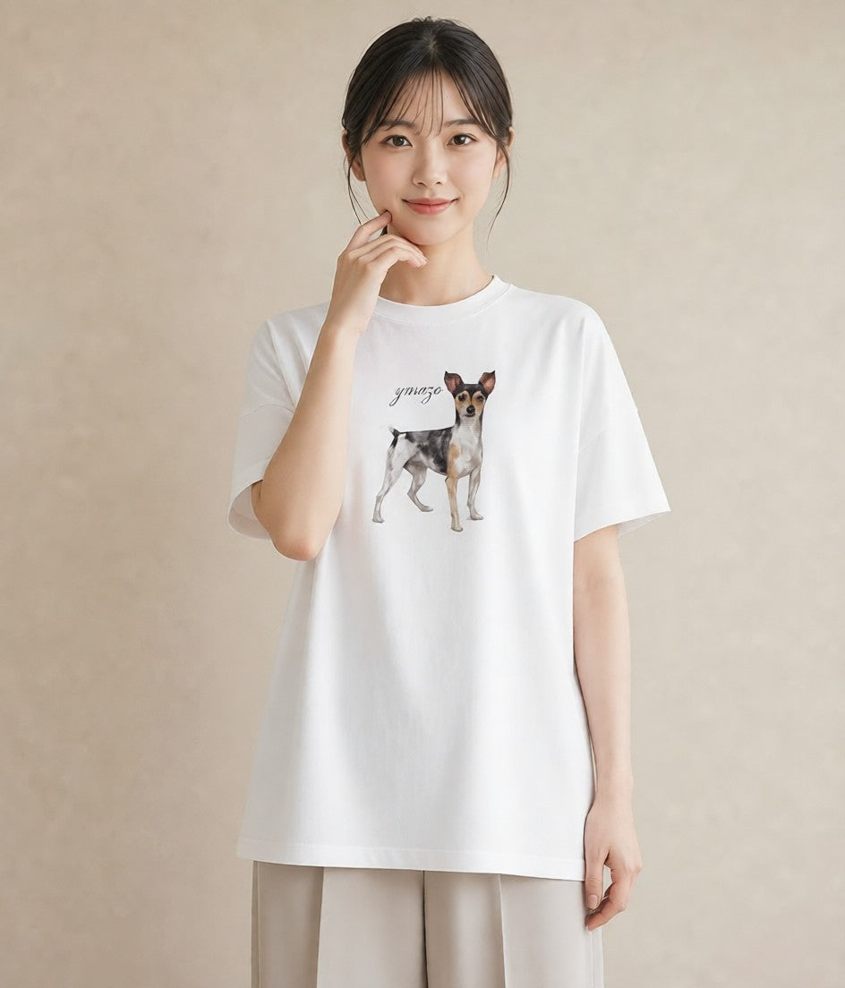 デザインTシャツ レディース ジャックラッセルテリア 犬 いぬ イラスト きれいめ ホワイトデー 春服 白T