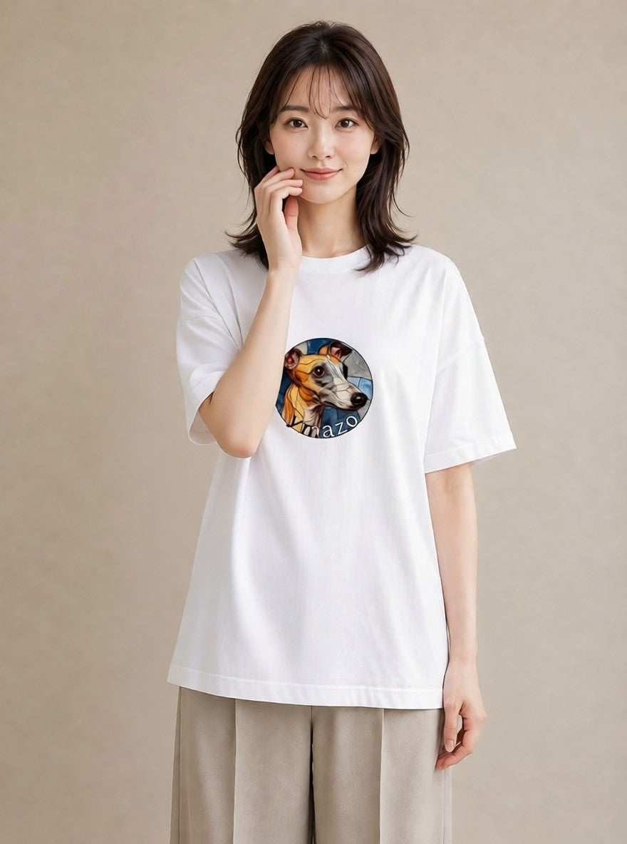 グラフィックTシャツ レディース イタリアングレーハウンド 犬 いぬ イラスト 線画 社会人 女性 白T