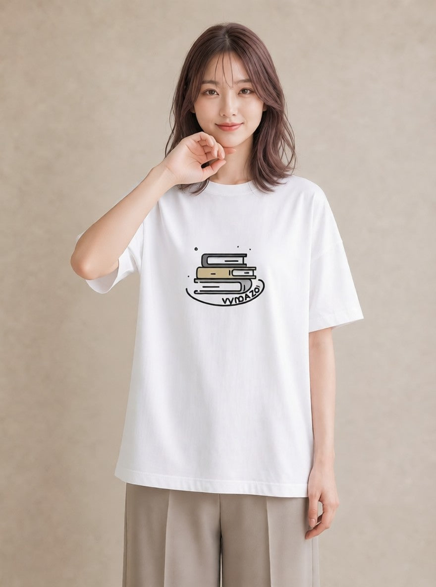 半袖Tシャツ レディース 本 読書 ブック イラスト 個性的 ギフト 母の日 白T