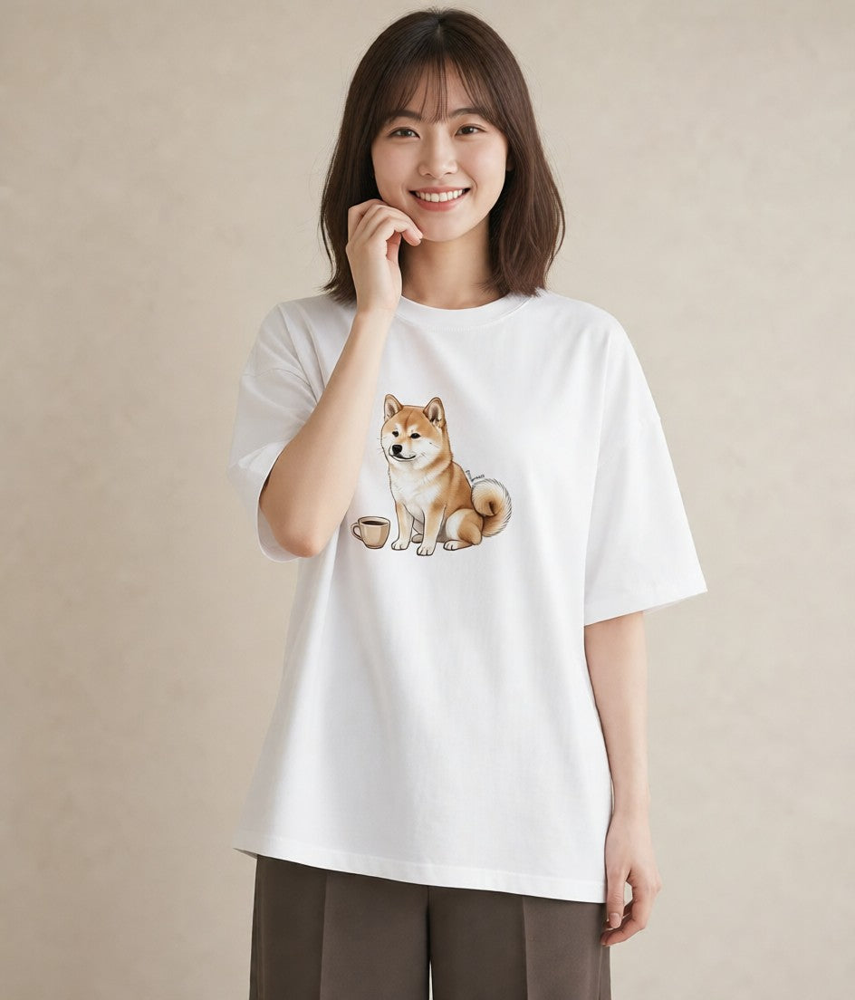 プリントTシャツ レディース 秋田犬 犬 いぬ イラスト 北欧風 おしゃれギフト 社会人 白T