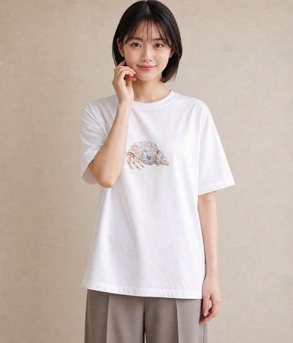 プリントTシャツ レディース かたつむり 昆虫 虫 イラスト きれいめカジュアル 女性向けギフト 散歩 白T