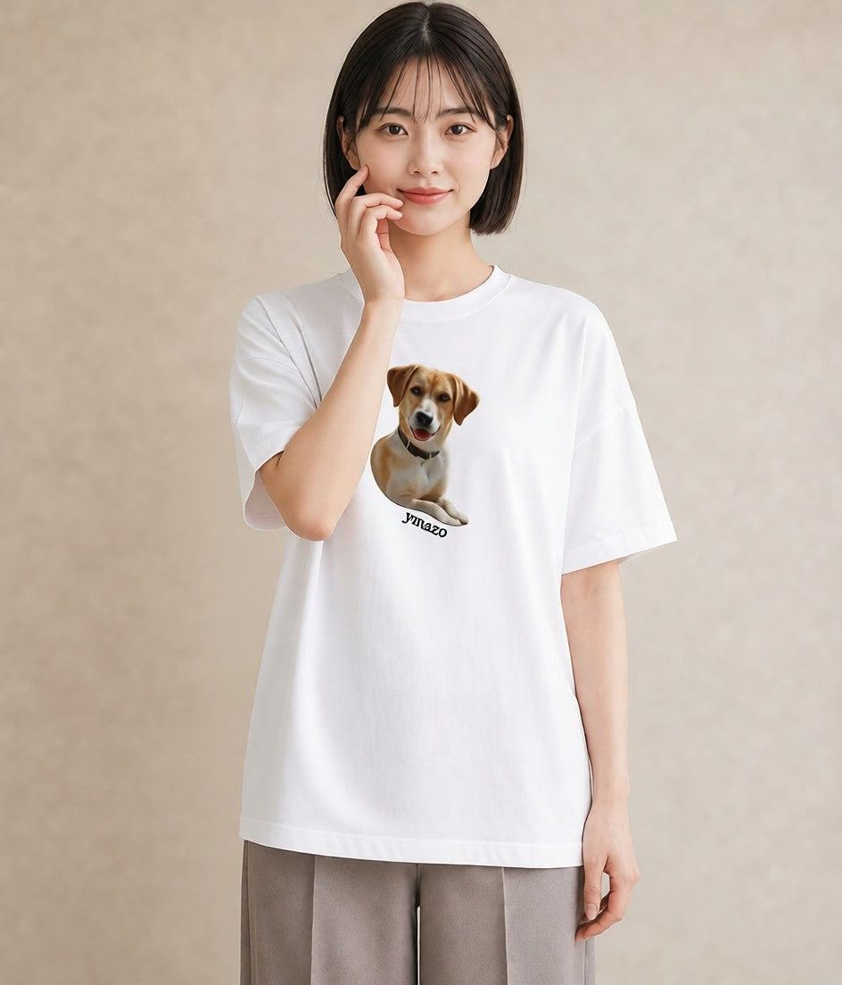 デザインTシャツ レディース ラブラドールレトリバー 犬 いぬ イラスト 韓国風 休日 ペアコーデ 白T