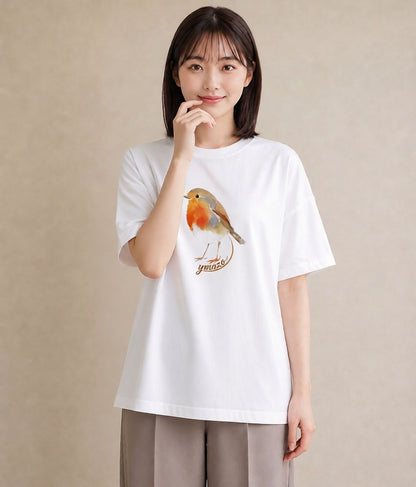 Tシャツ レディース 小鳥 ペット 動物 イラスト ナチュラル 姉妹 送別ギフト 白T