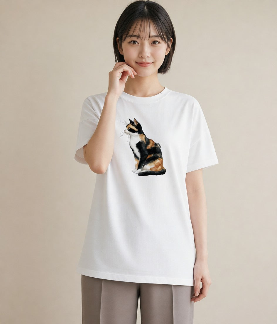 半袖Tシャツ レディース ねこ 猫 ネコ イラスト ナチュラル 旅行用 海 白T