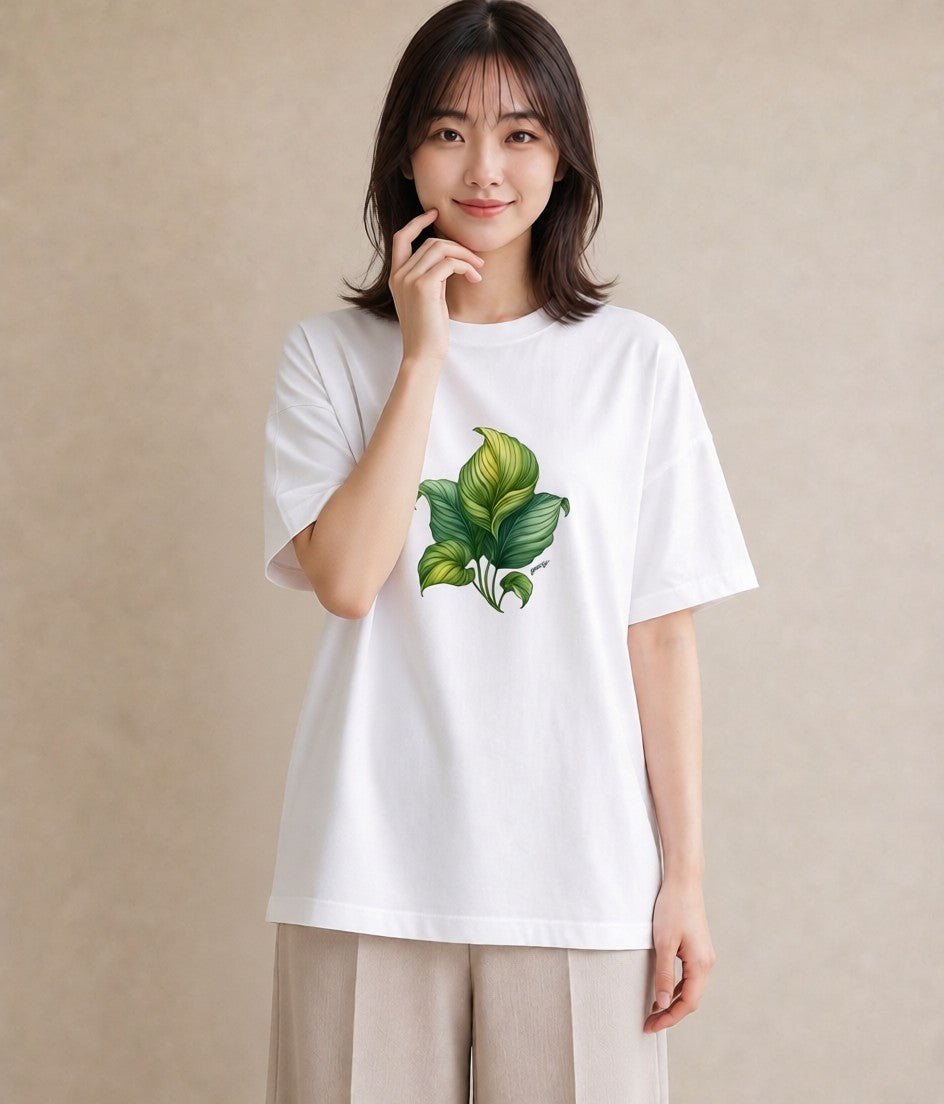 プリントTシャツ レディース 観葉植物 植物 ボタニカル イラスト カフェコーデ カフェ服 クリスマス 白T