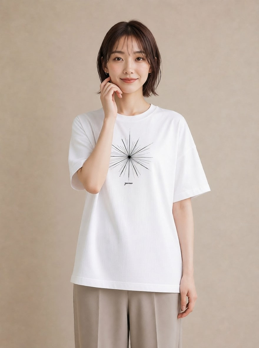 プリントTシャツ レディース 幾何学 ミニマル ジオメトリック イラスト ボタニカル 海 カフェ巡り 白T