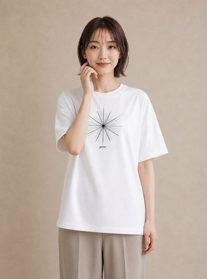 プリントTシャツ レディース 幾何学 ミニマル ジオメトリック イラスト ボタニカル 海 カフェ巡り 白T