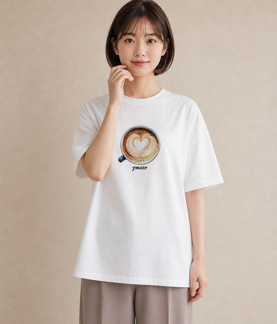 デザインTシャツ レディース コーヒー 珈琲 カフェ 食べ物 フード イラスト 淡色 親子 20代 白T