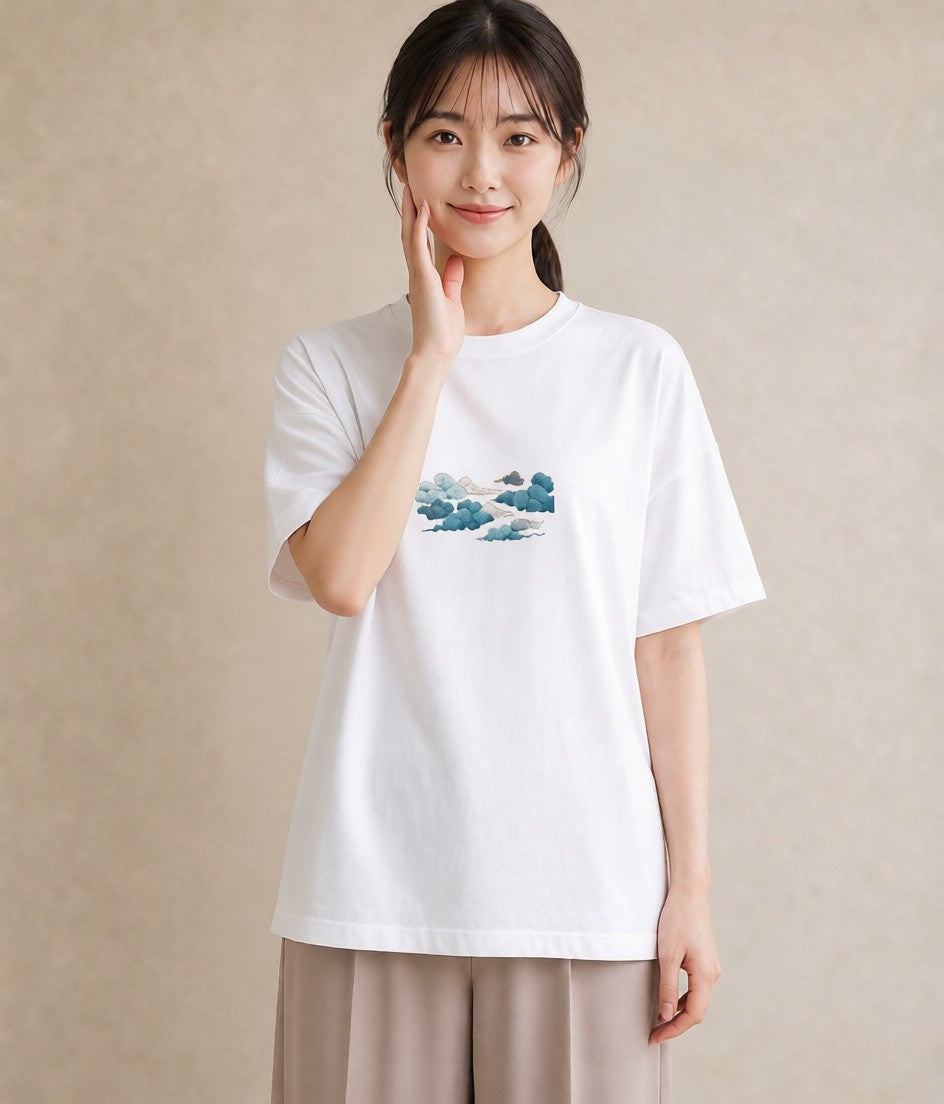 デザインTシャツ レディース 空 星空 宇宙 イラスト 韓国風 帰省 ラフ 白T