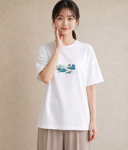 デザインTシャツ レディース 空 星空 宇宙 イラスト 韓国風 帰省 ラフ 白T