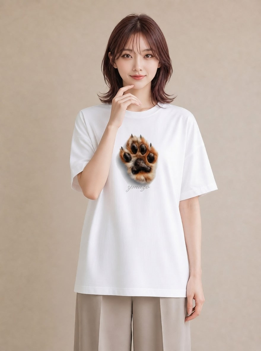 デザインTシャツ レディース 肉球 猫 ねこ イラスト ミニマル ホワイトデー 春服 白T
