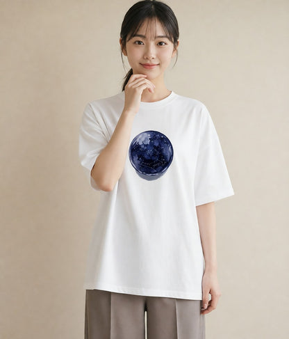 半袖Tシャツ レディース 地球 星空 宇宙 イラスト ボタニカル ルームウェア ギフト 白T