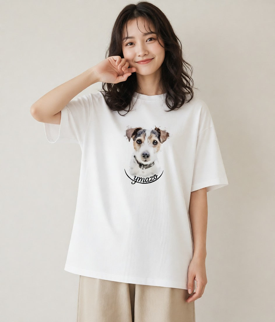 Tシャツ レディース ジャックラッセルテリア 犬 いぬ イラスト 北欧風 春服 ミセス 白T