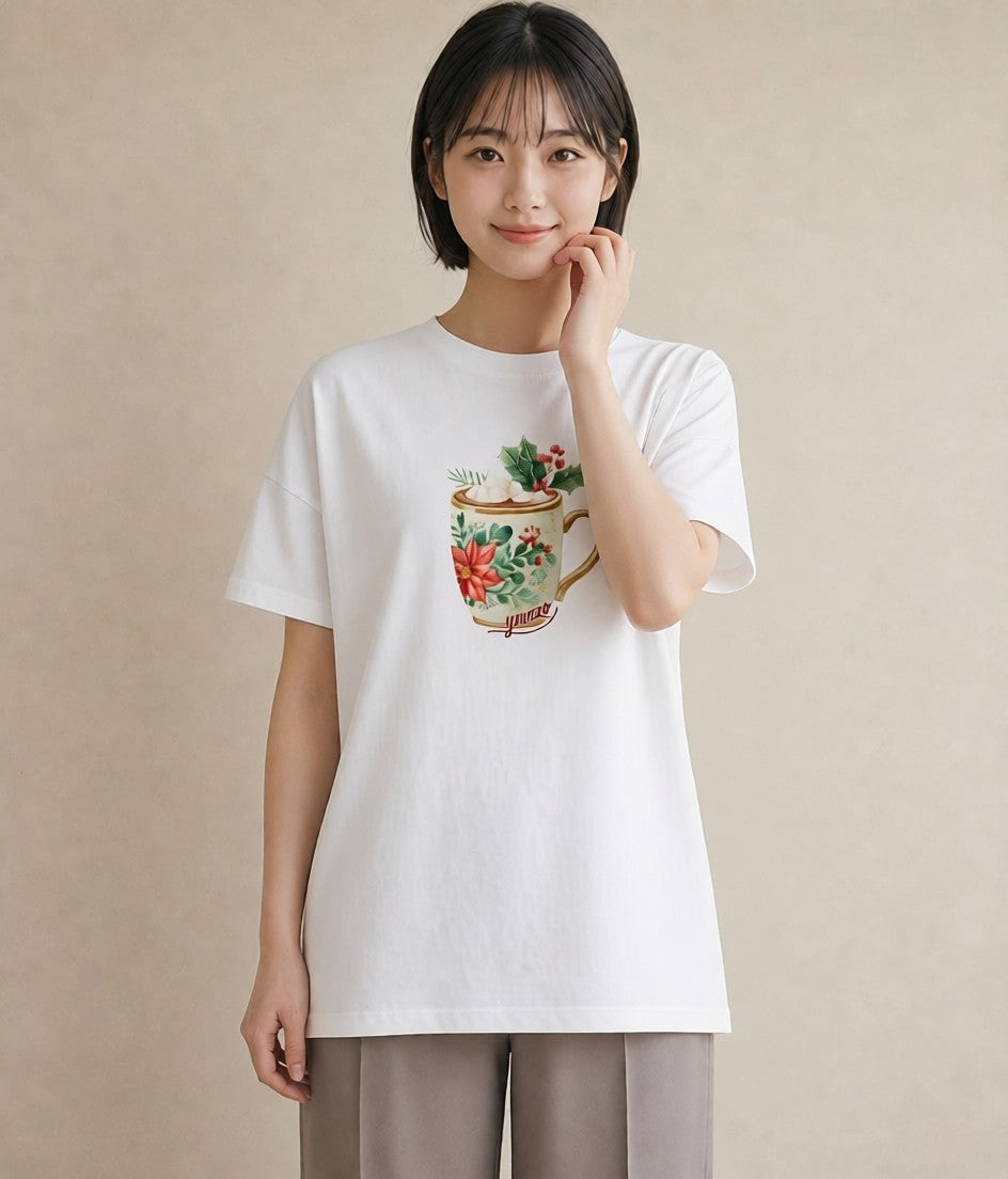 プリントTシャツ レディース カフェオレ 食べ物 フード イラスト ゆるかわ 社会人 女性 白T