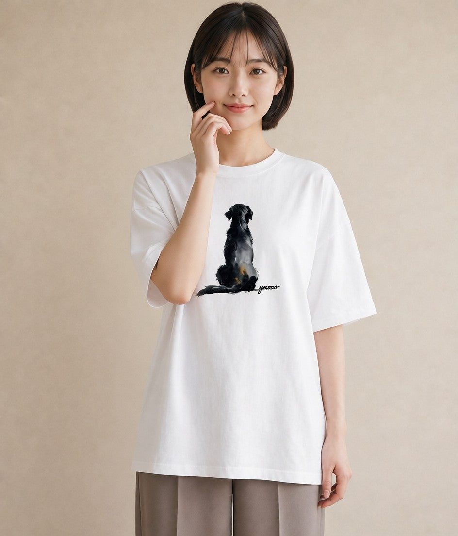 半袖Tシャツ レディース 老犬 犬 いぬ イラスト ゆるコーデ ペアコーデ 秋コーデ 白T