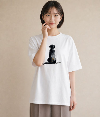 半袖Tシャツ レディース 老犬 犬 いぬ イラスト ゆるコーデ ペアコーデ 秋コーデ 白T