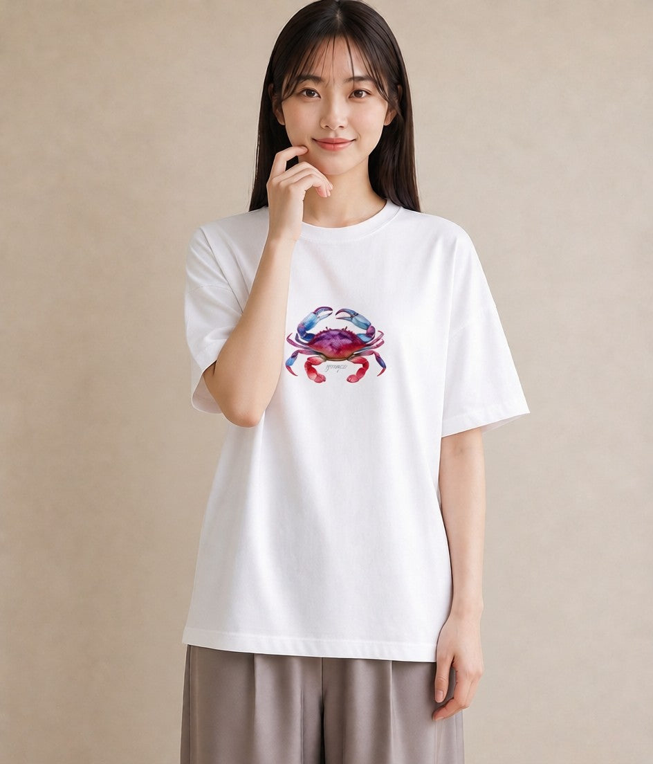 プリントTシャツ レディース エビ 海の生き物 海 イラスト 普段使い 秋コーデ おしゃれギフト 白T