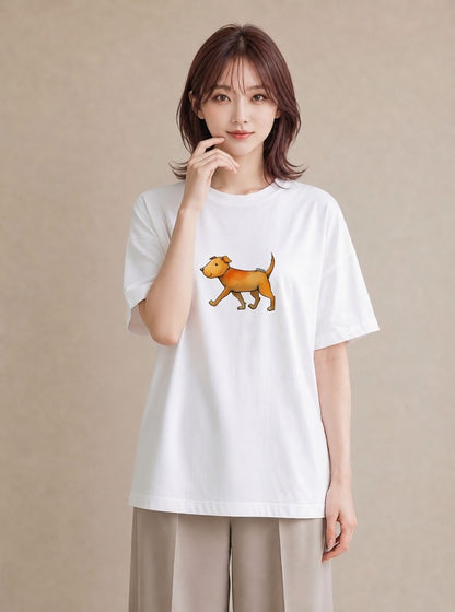 デザインTシャツ レディース 子犬 犬 いぬ イラスト 休日コーデ デイリーウェア 休日 白T
