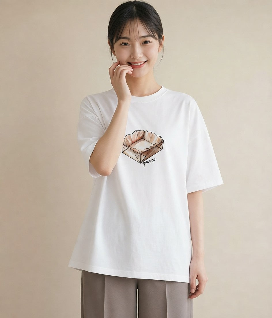 グラフィックTシャツ レディース チョコ 食べ物 フード イラスト シンプル 友達ギフト 部屋着 白T