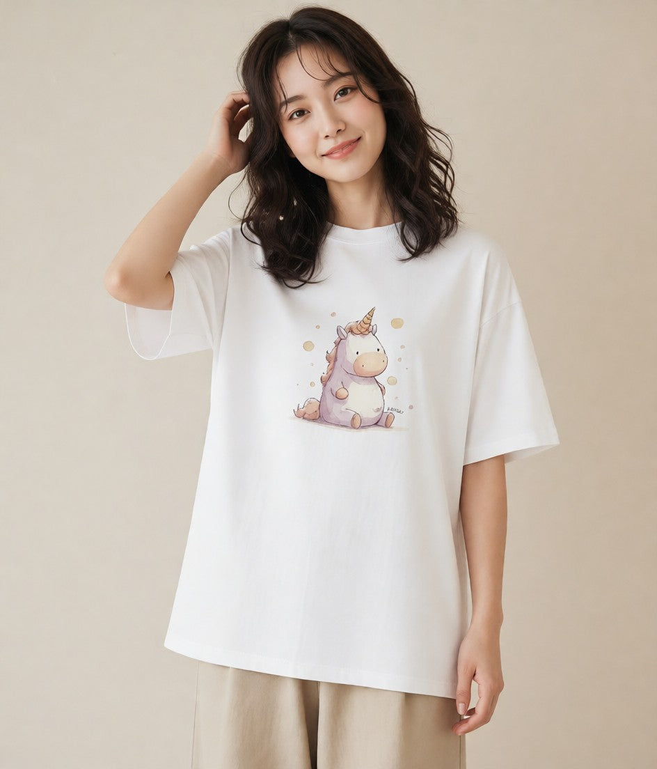 デザインTシャツ レディース カバ 動物 アニマル イラスト 可愛い お揃い 親子 白T