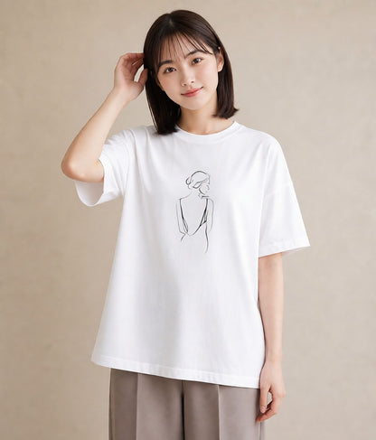 グラフィックTシャツ レディース 女の子 ガール 後ろ姿 イラスト ミニマル 姉妹 送別ギフト 白T