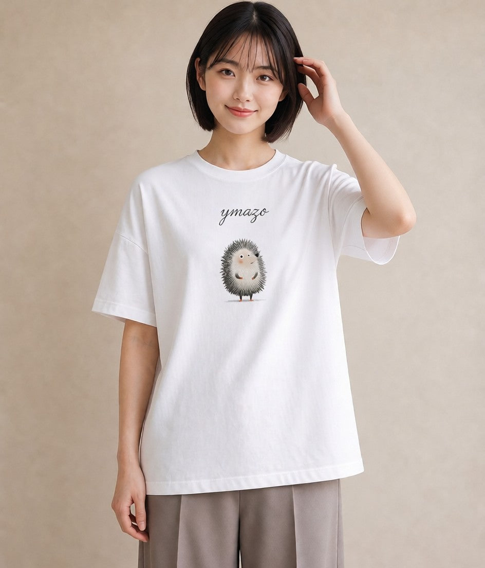 デザインTシャツ レディース ハリネズミ ペット 動物 イラスト ナチュラル 春コーデ 姉妹 白T