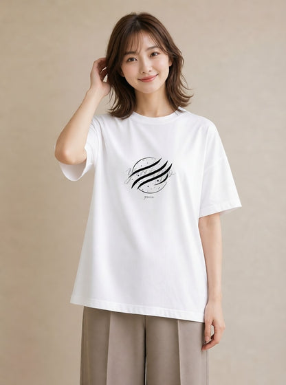 グラフィックTシャツ レディース 手鏡 アンティーク レトロ ナチュラル イラスト ニュアンス 社会人 女性 白T