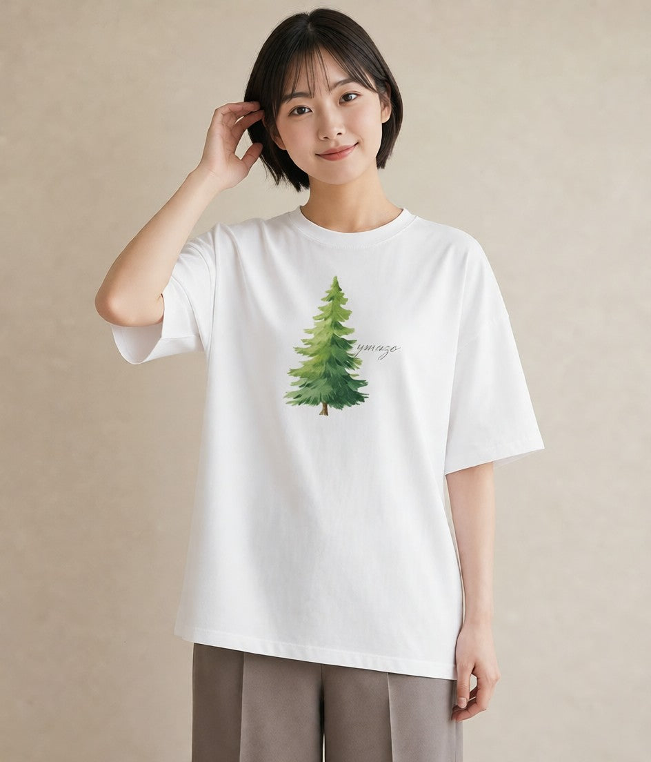 デザインTシャツ レディース 森 植物 ボタニカル イラスト 上品 週末コーデ 敬老の日 白T