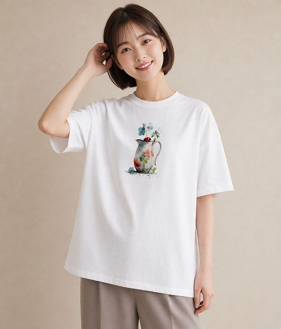 デザインTシャツ レディース てんとう虫 昆虫 虫 イラスト 可愛い レイヤード 友達ギフト 白T
