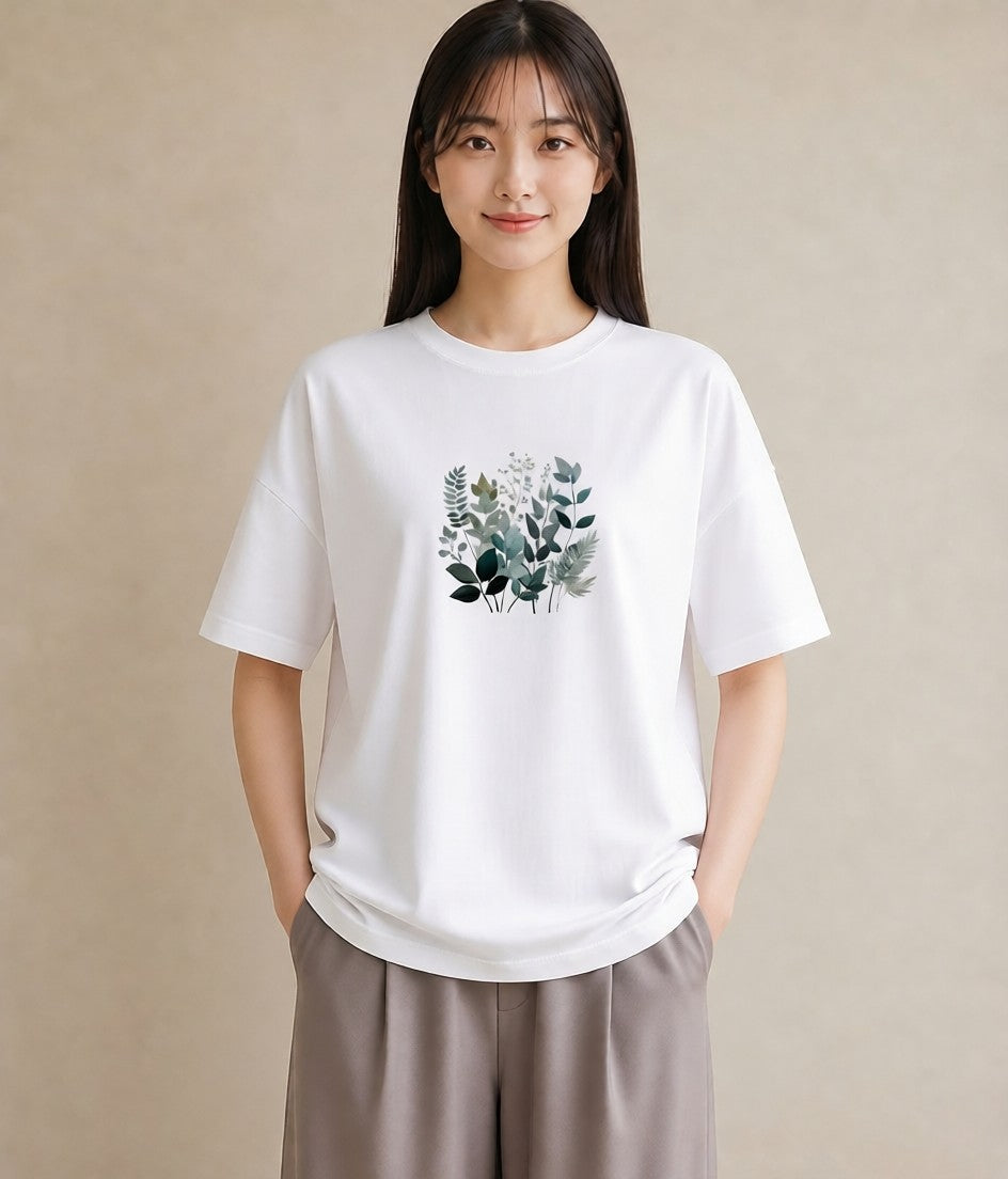 半袖Tシャツ レディース ハーブ 植物 ボタニカル イラスト ラフ 女子会 お揃い 白T