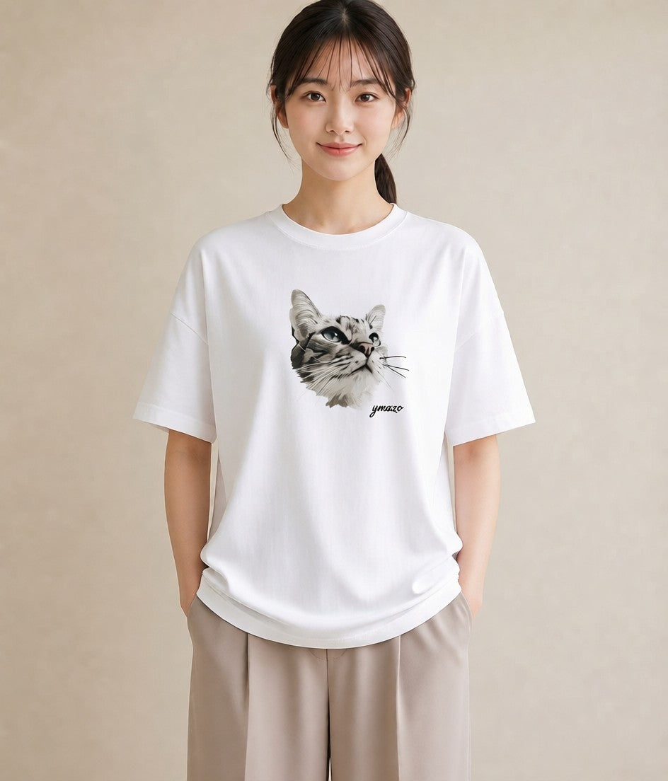 グラフィックTシャツ レディース 愛猫 猫 ねこ イラスト ガーリー おしゃれギフト 社会人 白T