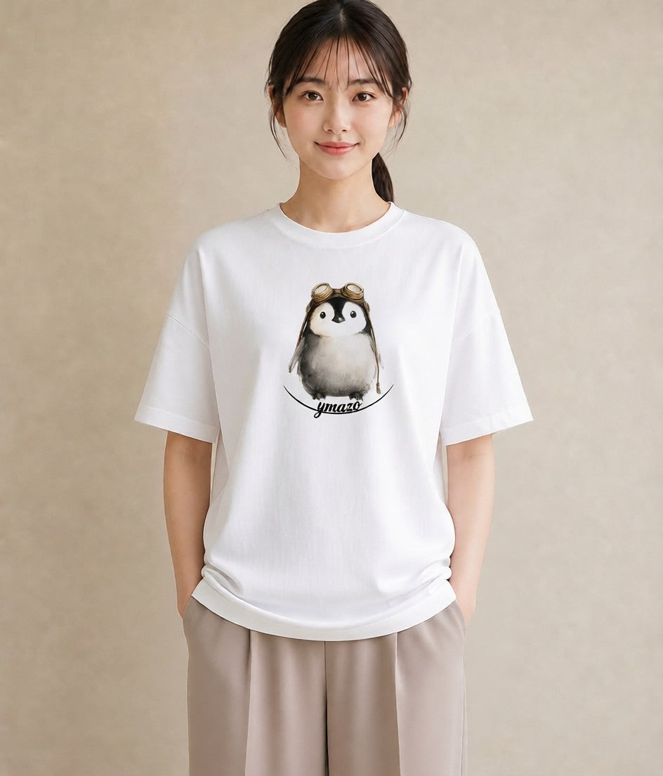 グラフィックTシャツ レディース ペンギン ぺんぎん 動物 アニマル イラスト きれいめカジュアル 秋コーデ おしゃれギフト 白T