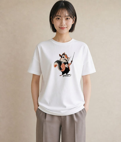 プリントTシャツ レディース シマリス ペット 動物 イラスト クリスマス 旅行 白T