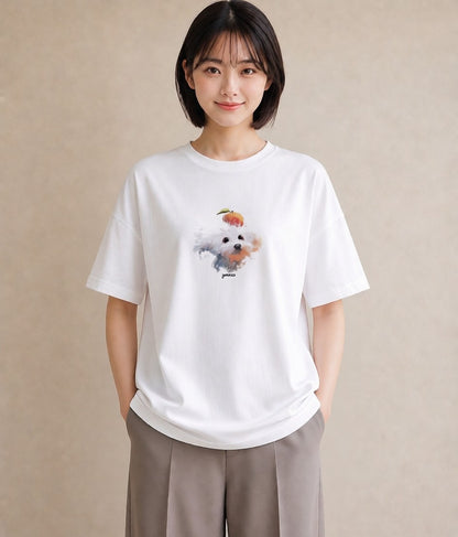 プリントTシャツ レディース トイプードル プードル 犬 いぬ イラスト 手描き風 デート 帰省 白T