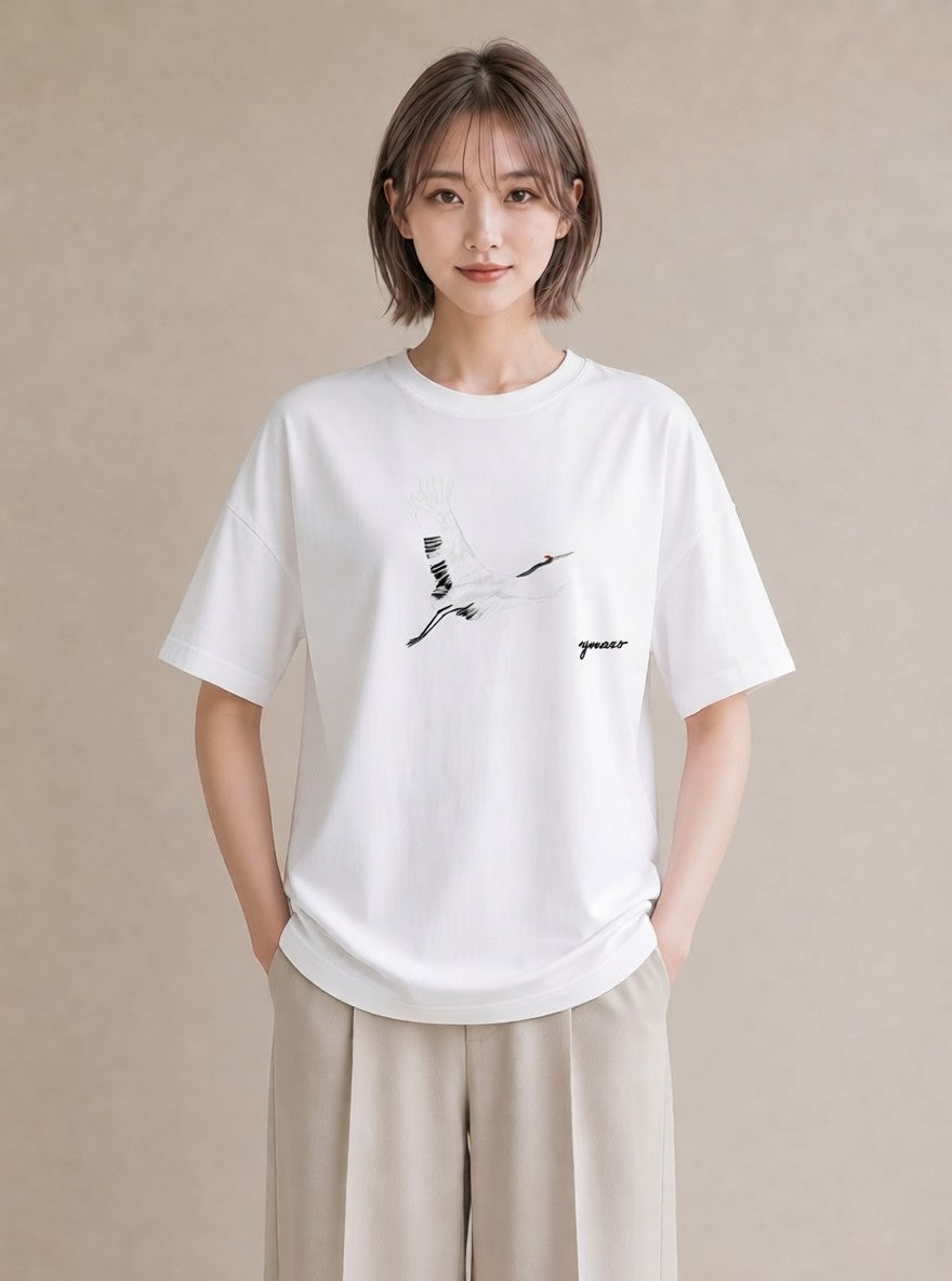 グラフィックTシャツ レディース ハクチョウ 動物 アニマル イラスト ボタニカル 海 カフェ巡り 白T