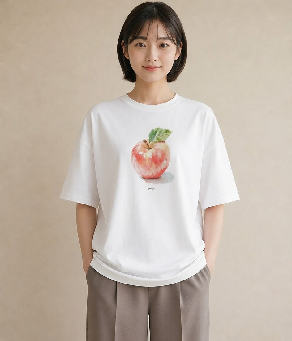 半袖Tシャツ レディース もも 食べ物 フード イラスト ガーリー ビーチ デイリーウェア 白T
