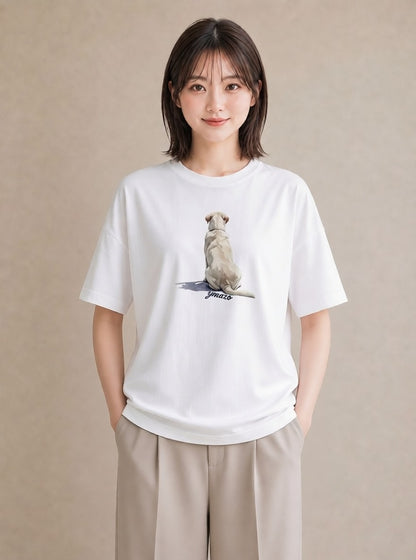 プリントTシャツ レディース 愛犬 犬 いぬ イラスト レトロ お出かけ 普段着 白T