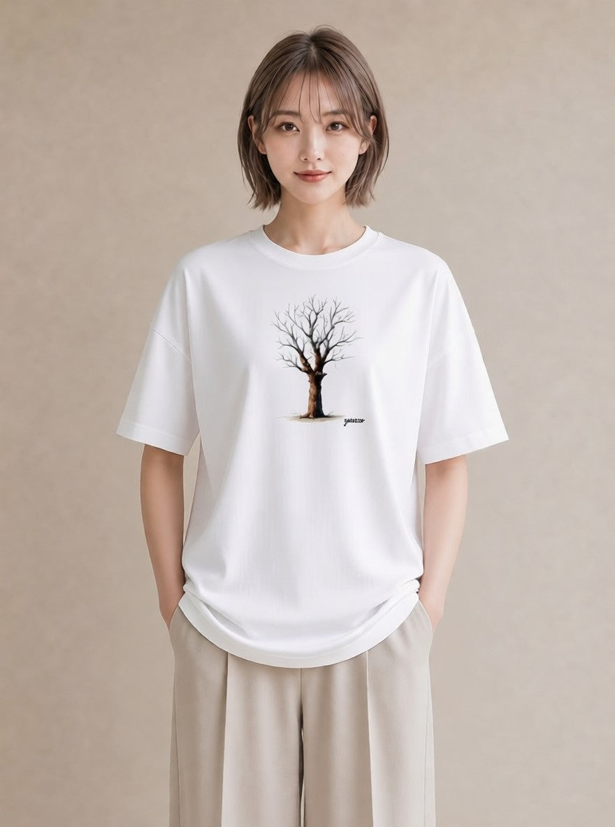 Tシャツ レディース 青の水彩 風景 ブルー ナチュラル アンティーク イラスト 水彩風 レイヤード 友達ギフト 白T