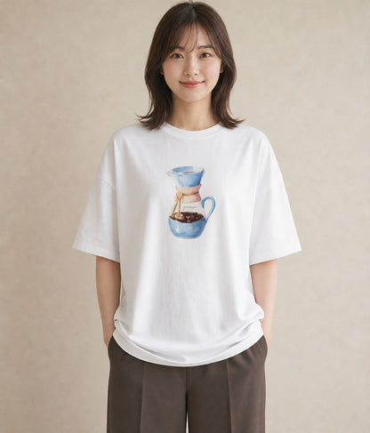 デザインTシャツ レディース エスプレッソ 食べ物 フード イラスト ナチュラル 夏コーデ 通学 白T