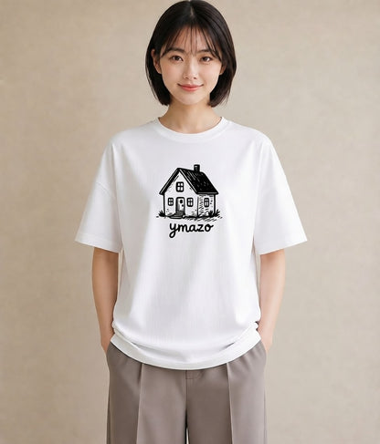 デザインTシャツ レディース 湖畔の小屋 湖 小屋 ナチュラル アンティーク イラスト 上品 秋コーデ おしゃれギフト 白T