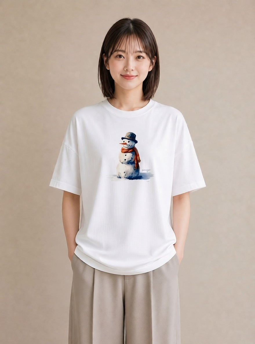 Tシャツ レディース 雪 星空 宇宙 イラスト ポップ 秋コーデ おしゃれギフト 白T
